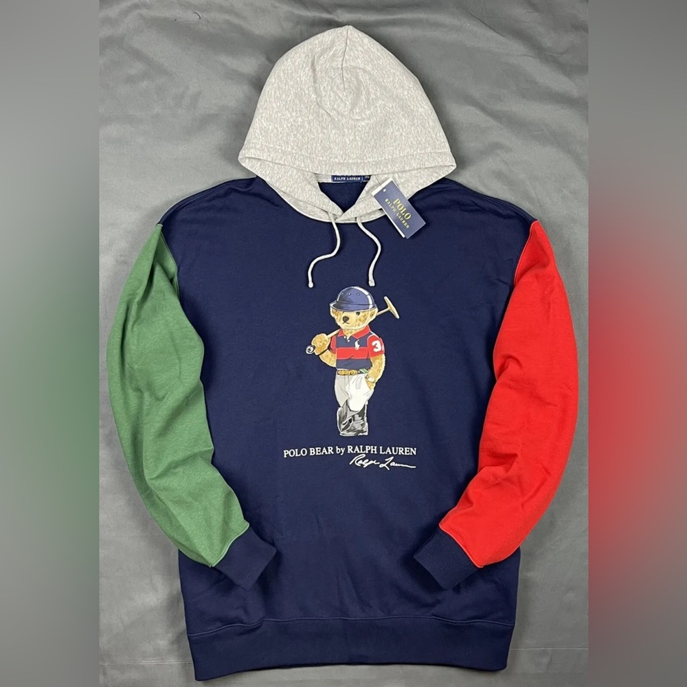 Polo Ralph Lauren Polo Bear Color Block Hoodie Sweatshirt 2XB 3XB 2XLT 4XLT